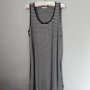 Maternity Black & White Striped Stretchy Nursing Dress w/ Snap Straps sz XL